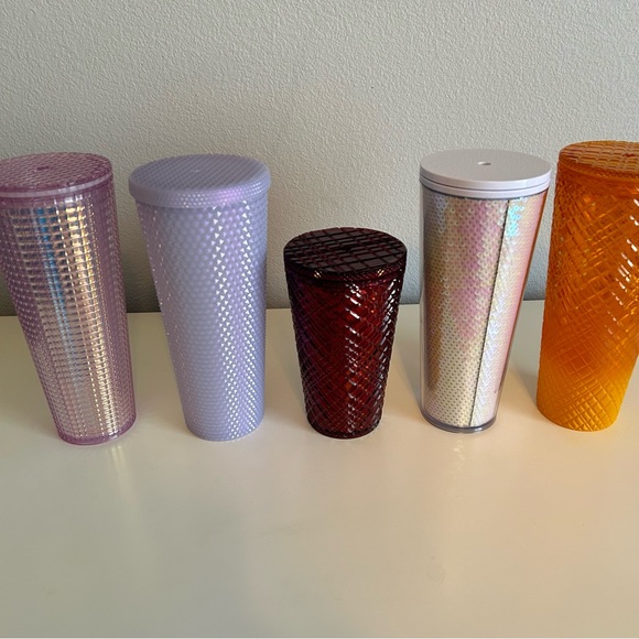 STARBUCKS Lot of 5 COLD CUPS TUMBLER Studded Ruby Iced Lilac Mango Ombré Sequins - Picture 3 of 15